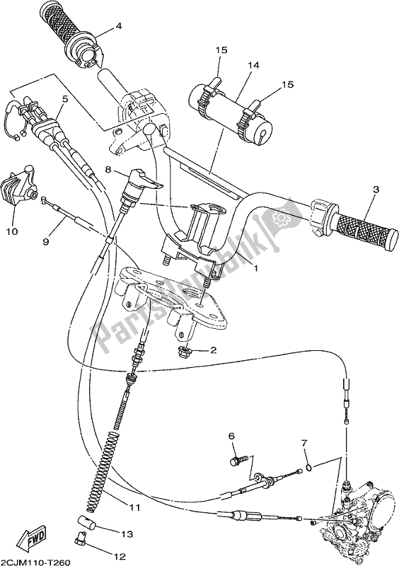 Alle onderdelen voor de Stuurhendel En Kabel van de Yamaha TTR 50E 2021