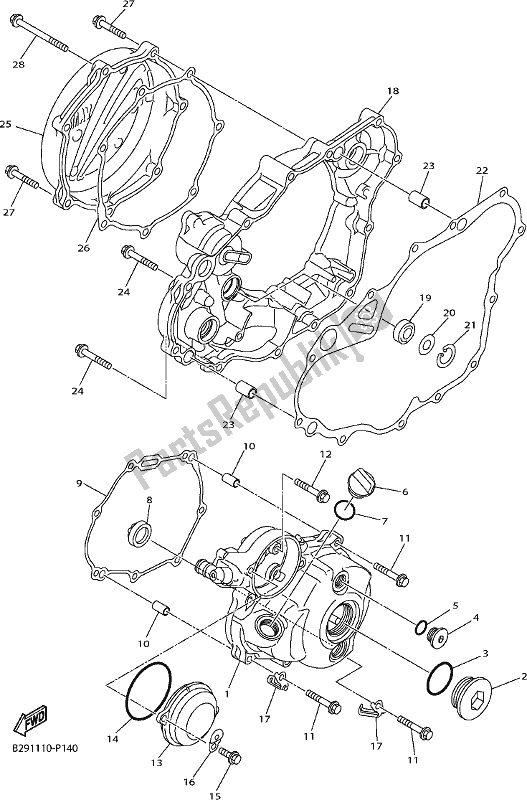 All parts for the Crankcase Cover 1 of the Yamaha WR 250F 2017