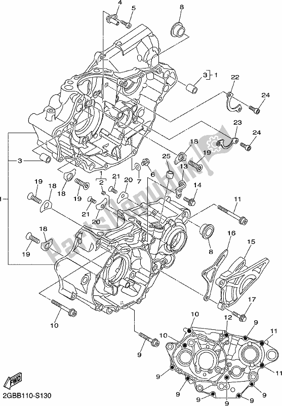 All parts for the Crankcase of the Yamaha WR 250F 2017