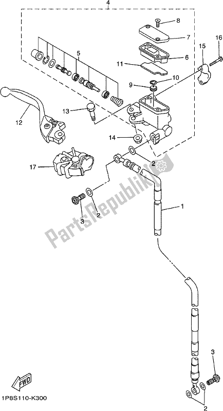 All parts for the Front Master Cylinder of the Yamaha WR 250F 2017