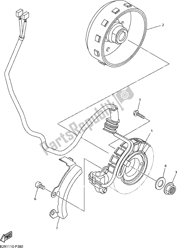 All parts for the Generator of the Yamaha WR 250F 2017