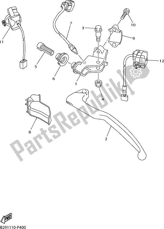 All parts for the Handle Switch & Lever of the Yamaha WR 250F 2017