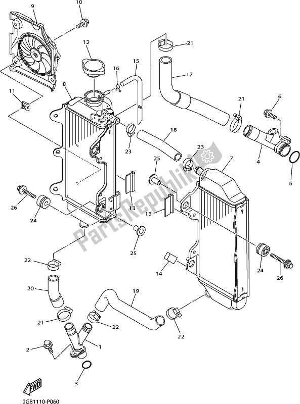 All parts for the Radiator & Hose of the Yamaha WR 250F 2017