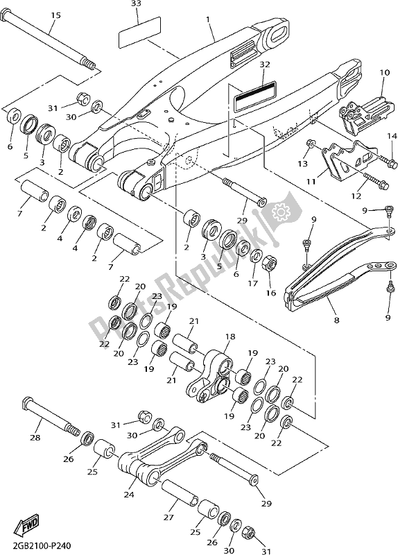 All parts for the Rear Arm of the Yamaha WR 250F 2017