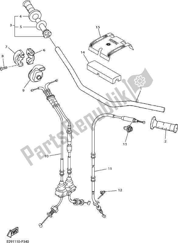 All parts for the Steering Handle & Cable of the Yamaha WR 250F 2017
