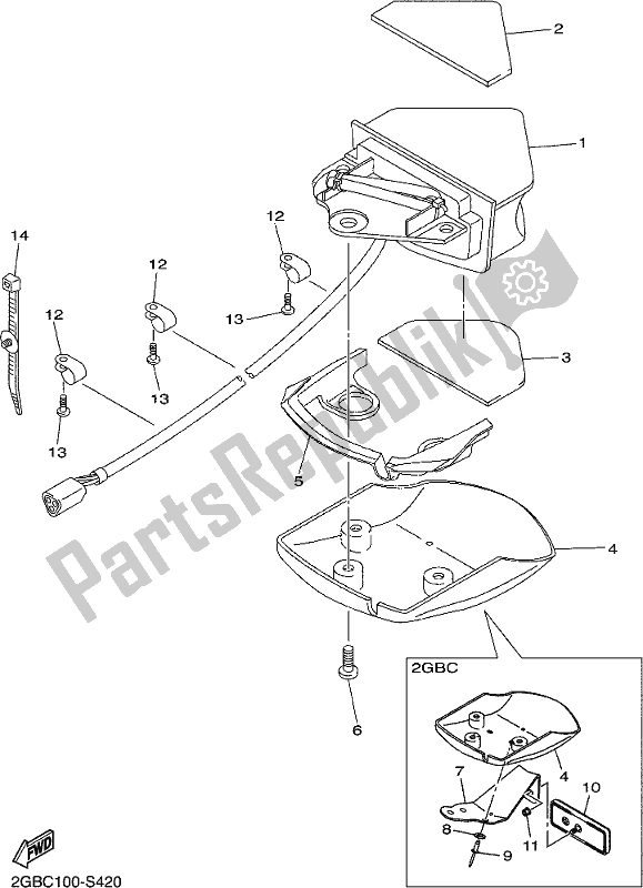 All parts for the Taillight of the Yamaha WR 250F 2017