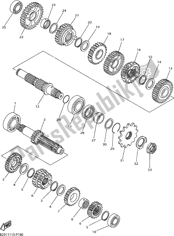 All parts for the Transmission of the Yamaha WR 250F 2017