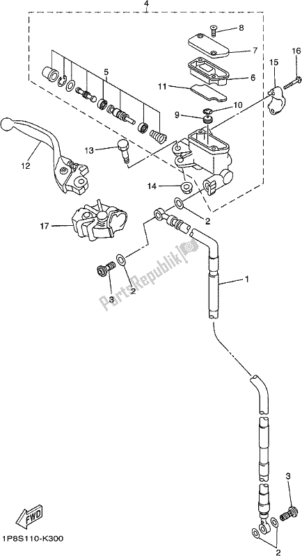 Toutes les pièces pour le Maître-cylindre Avant du Yamaha WR 250F 2018