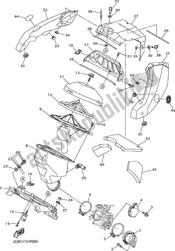 Toutes les pièces pour le Admission du Yamaha WR 250F 2018