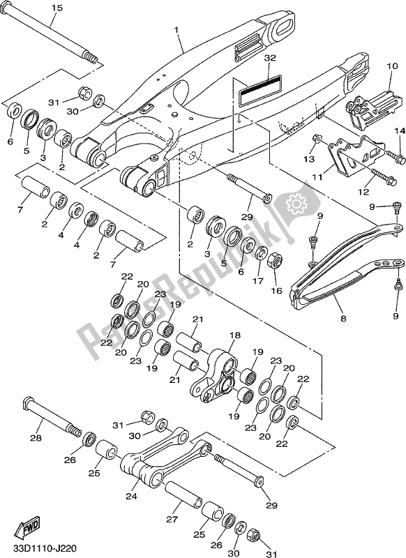 Todas las partes para Brazo Trasero de Yamaha WR 250F 2018