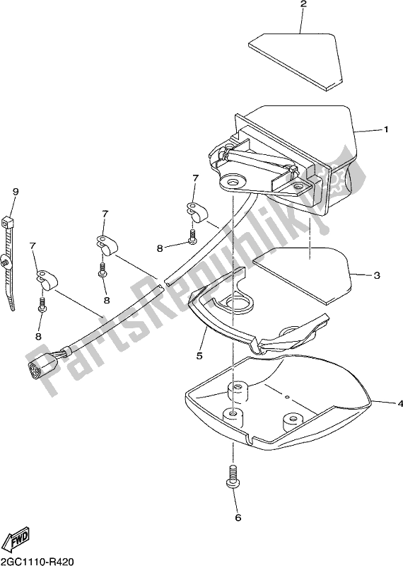 Toutes les pièces pour le Feu Arrière du Yamaha WR 250F 2018