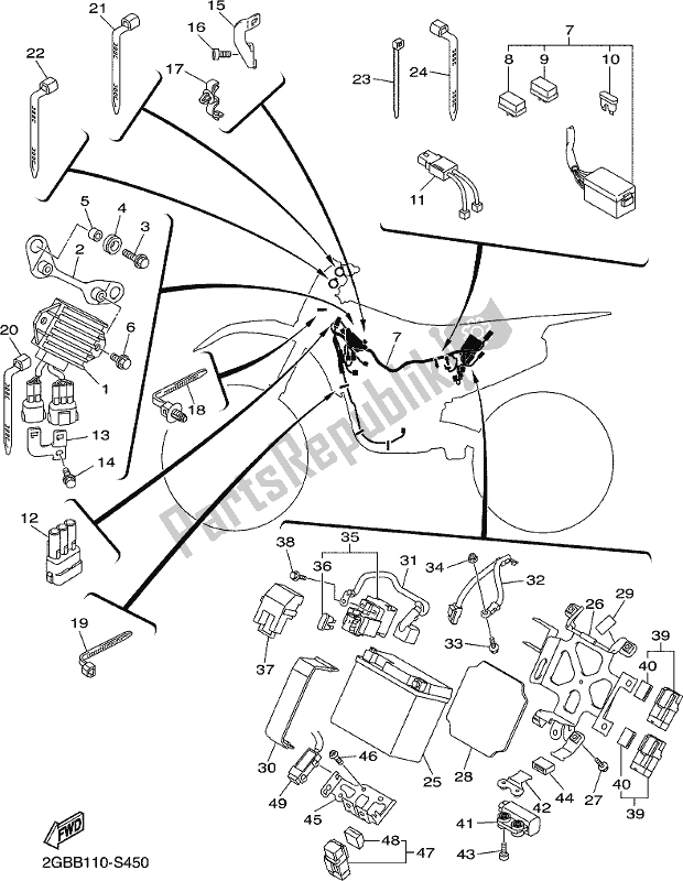 All parts for the Electrical 2 of the Yamaha WR 250F 2019