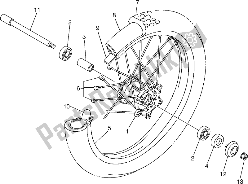 All parts for the Front Wheel of the Yamaha WR 250F 2019