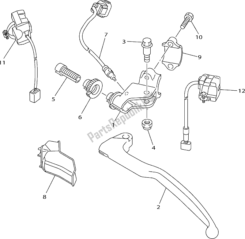 All parts for the Handle Switch & Lever of the Yamaha WR 250F 2019