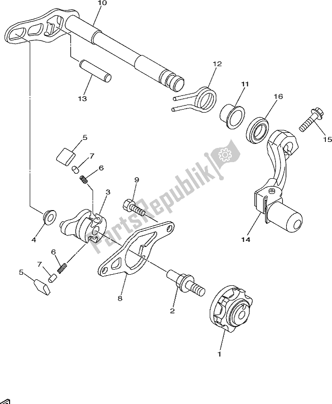 All parts for the Shift Shaft of the Yamaha WR 250F 2019