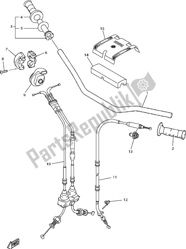 All parts for the Steering Handle & Cable of the Yamaha WR 250F 2019