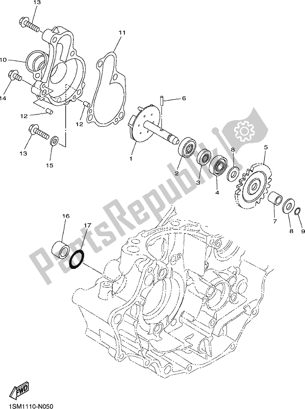 All parts for the Water Pump of the Yamaha WR 250F 2019