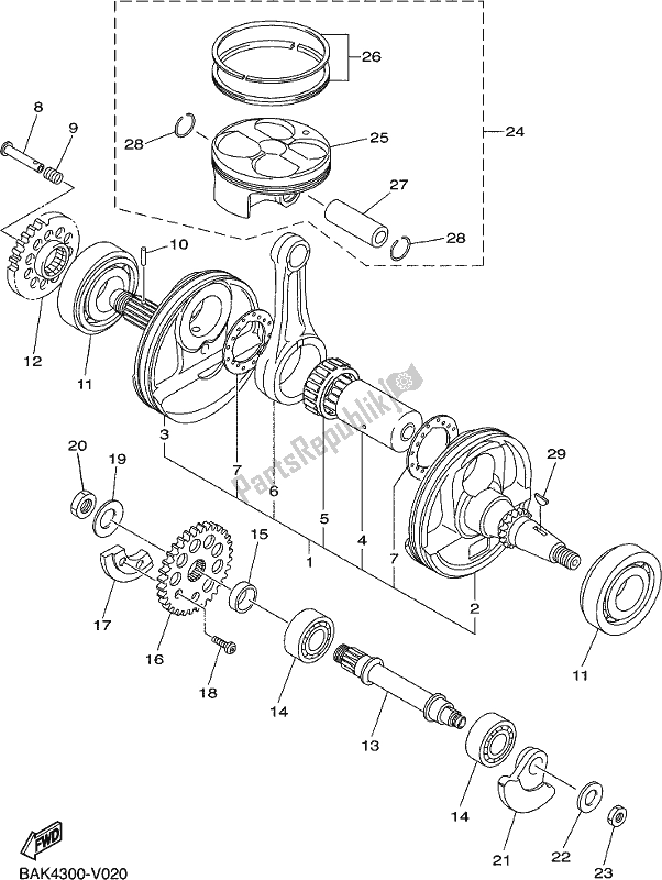 Wszystkie części do Wa? Korbowy I T? Ok Yamaha WR 250F 2020