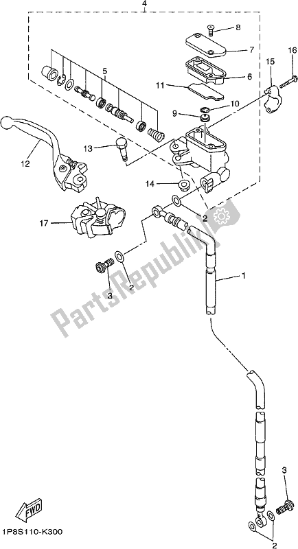 Alle onderdelen voor de Voorste Hoofdcilinder van de Yamaha WR 250F 2020