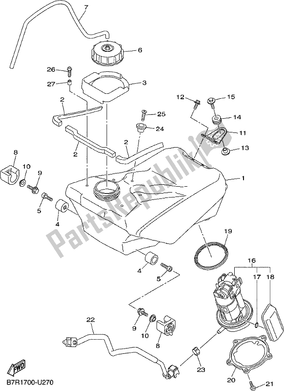 Alle onderdelen voor de Benzinetank van de Yamaha WR 250F 2020