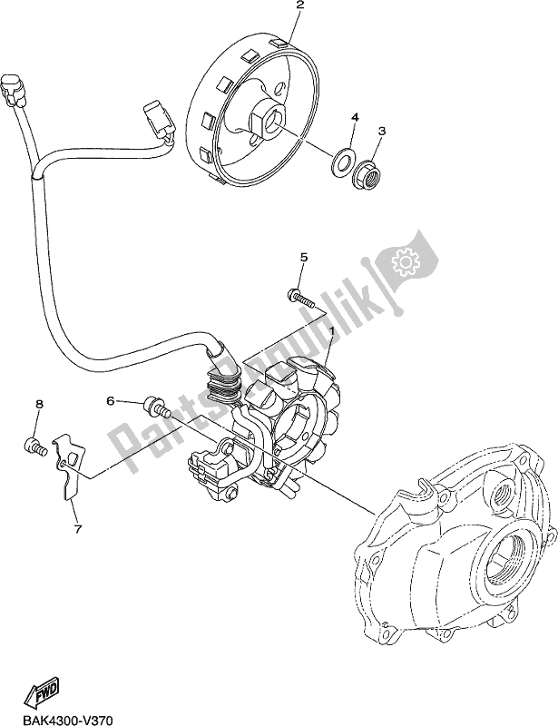 Alle onderdelen voor de Generator van de Yamaha WR 250F 2020