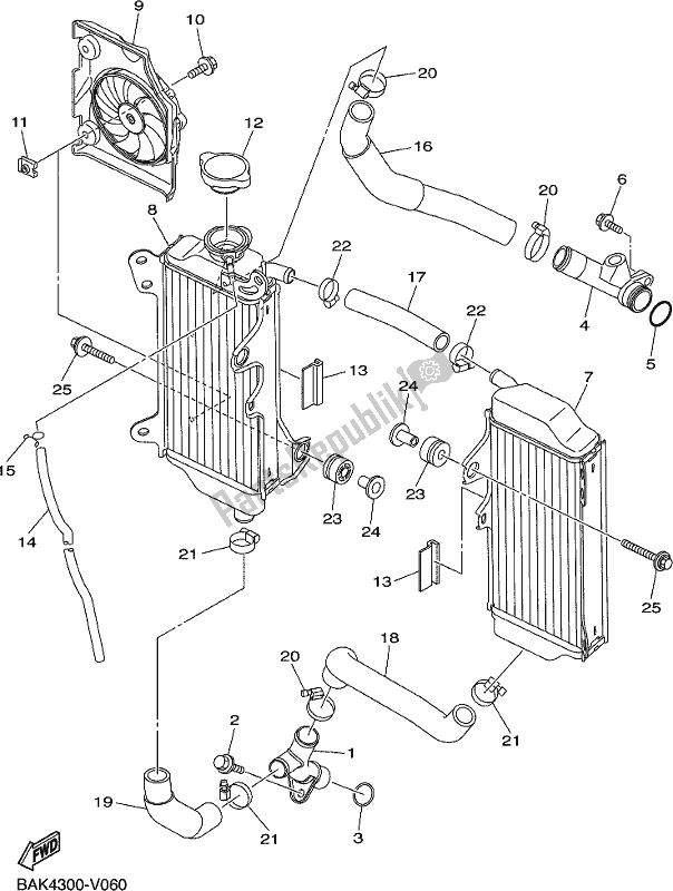 Alle onderdelen voor de Radiator Slang van de Yamaha WR 250F 2020