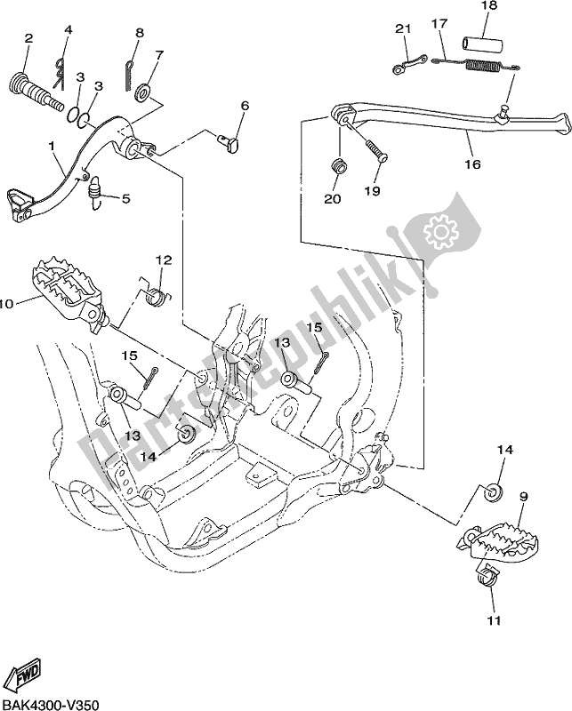 Tutte le parti per il Stand E Poggiapiedi del Yamaha WR 250F 2020