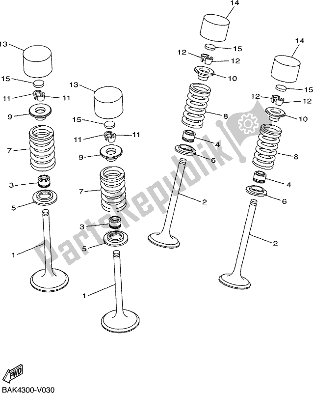 All parts for the Valve of the Yamaha WR 250F 2020