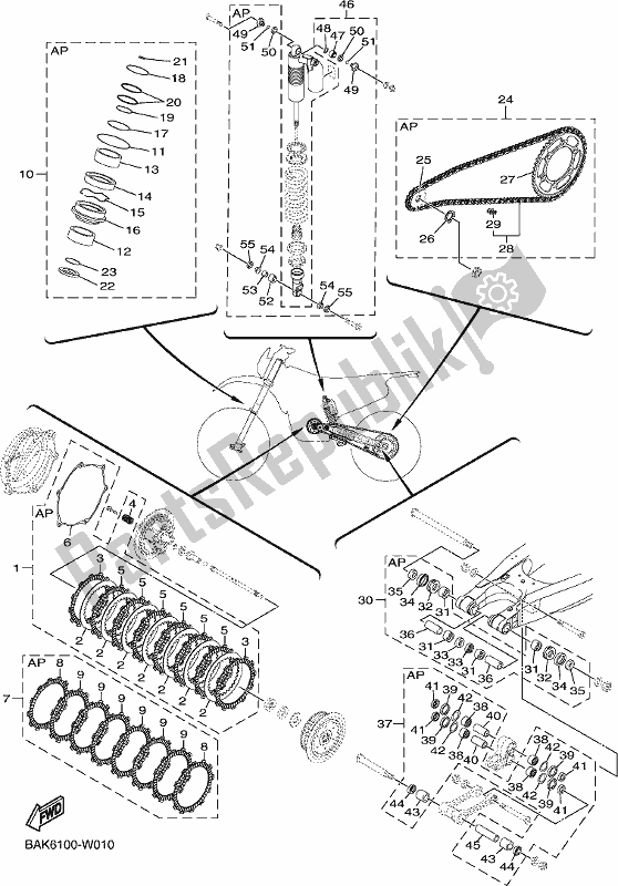 Tutte le parti per il Maintenance Parts Kit del Yamaha WR 250F 2021