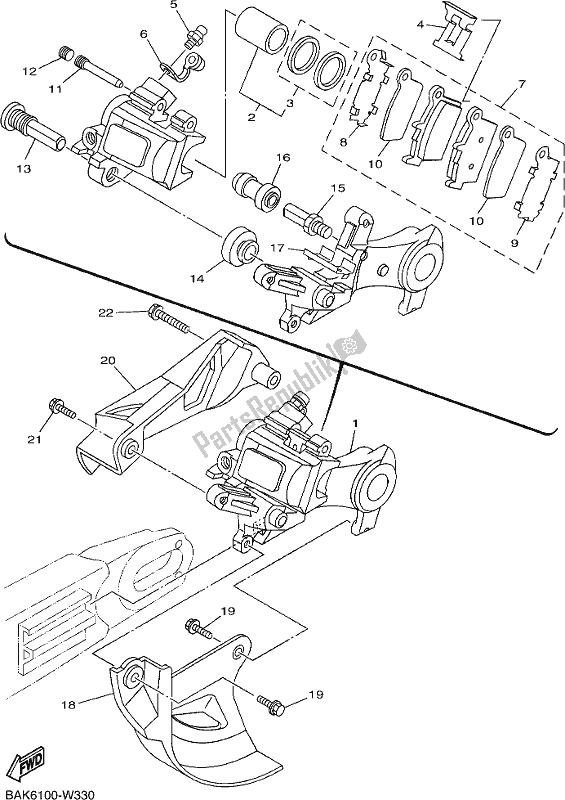 Tutte le parti per il Pinza Freno Posteriore del Yamaha WR 250F 2021