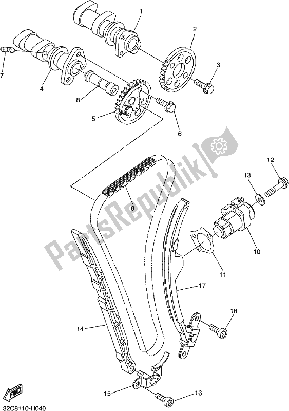 All parts for the Camshaft & Chain of the Yamaha WR 250R 2017