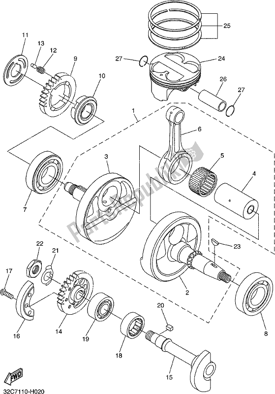 All parts for the Crankshaft & Piston of the Yamaha WR 250R 2017