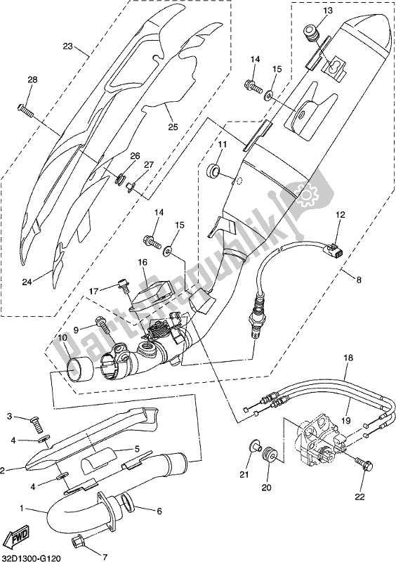 Toutes les pièces pour le échappement du Yamaha WR 250R 2017