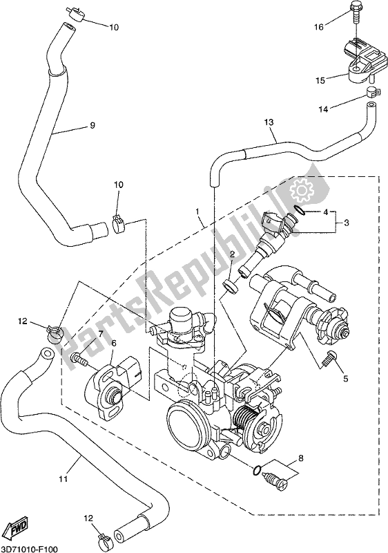 All parts for the Intake 2 of the Yamaha WR 250R 2017