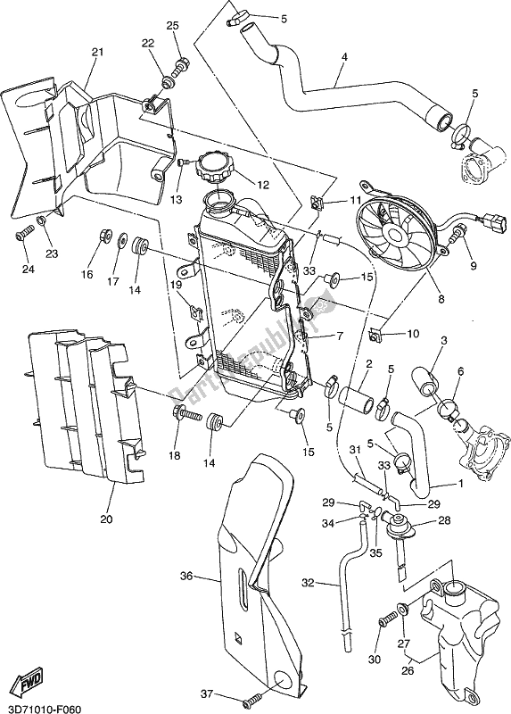 All parts for the Radiator & Hose of the Yamaha WR 250R 2017