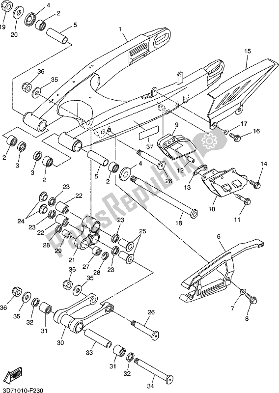 All parts for the Rear Arm of the Yamaha WR 250R 2017