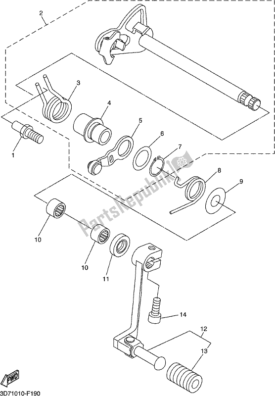 All parts for the Shift Shaft of the Yamaha WR 250R 2017