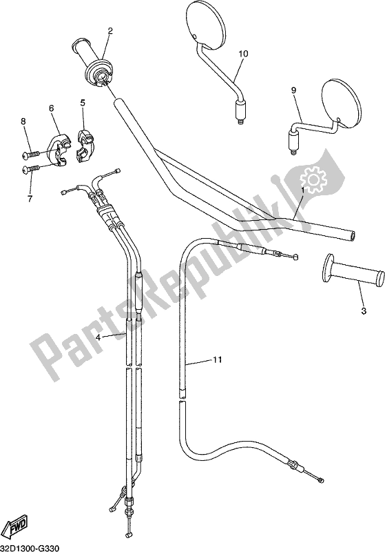 All parts for the Steering Handle & Cable of the Yamaha WR 250R 2017