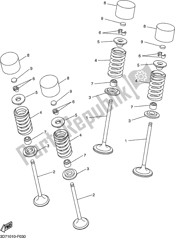 All parts for the Valve of the Yamaha WR 250R 2017