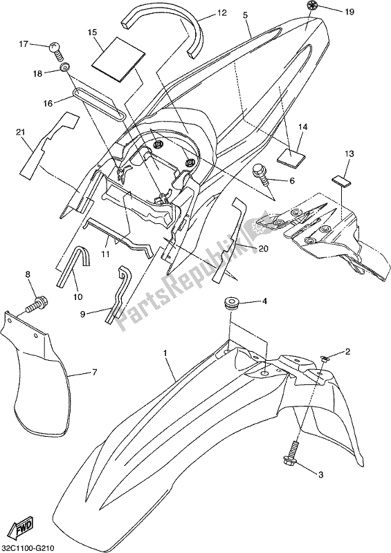 All parts for the Fender of the Yamaha WR 250R 2018