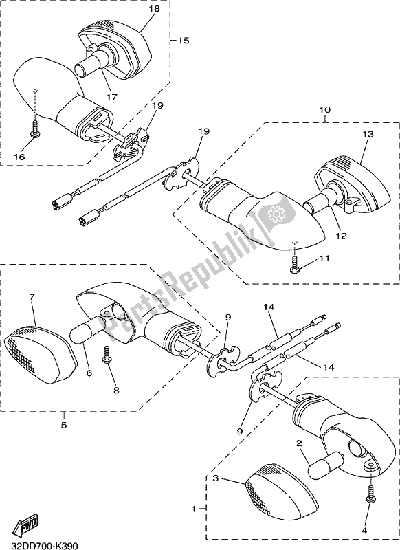 Toutes les pièces pour le Lumière Clignotante du Yamaha WR 250R 2018