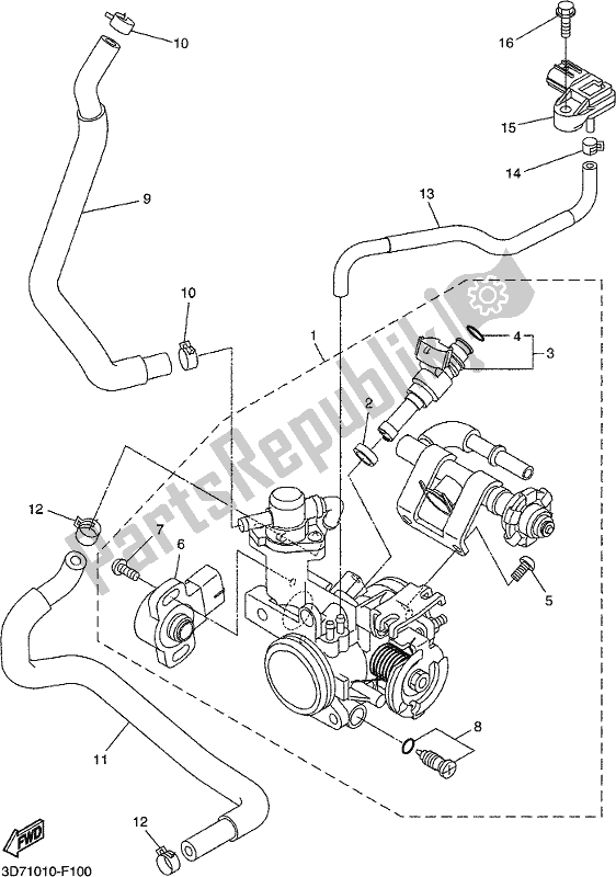 All parts for the Intake 2 of the Yamaha WR 250R 2018