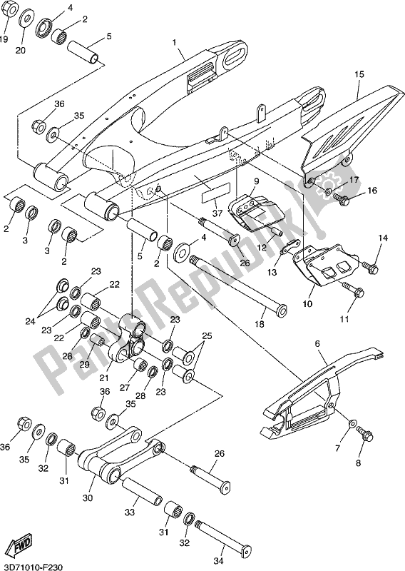 All parts for the Rear Arm of the Yamaha WR 250R 2018