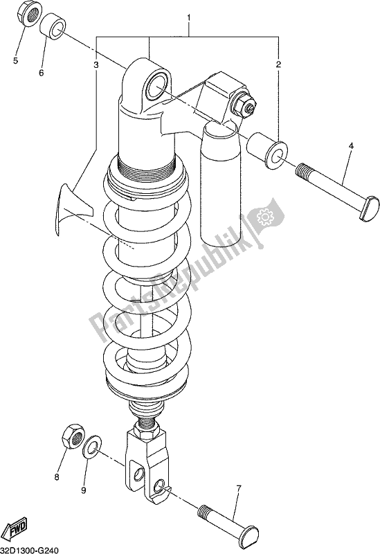 All parts for the Rear Suspension of the Yamaha WR 250R 2018