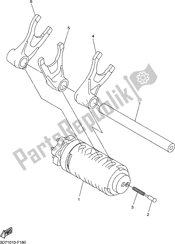 All parts for the Shift Cam & Fork of the Yamaha WR 250R 2018