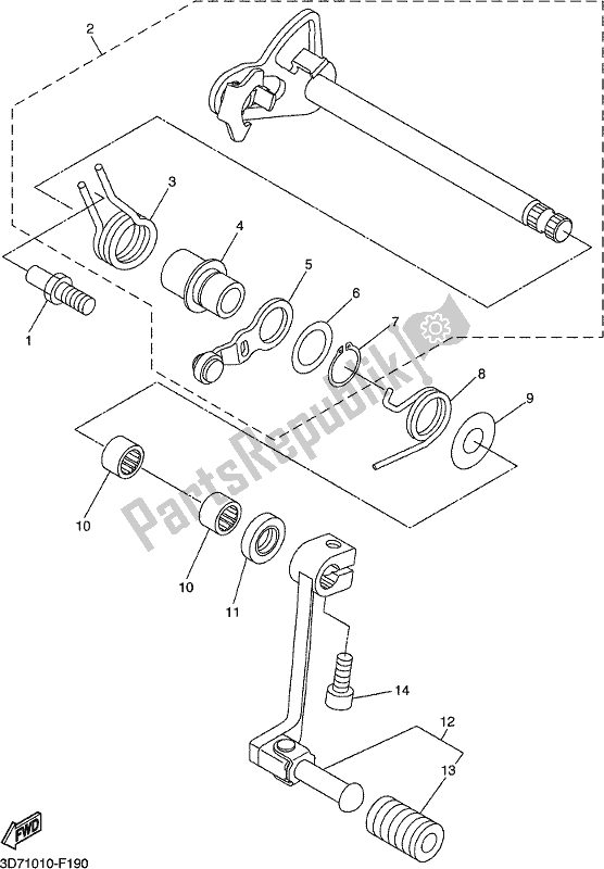 All parts for the Shift Shaft of the Yamaha WR 250R 2018