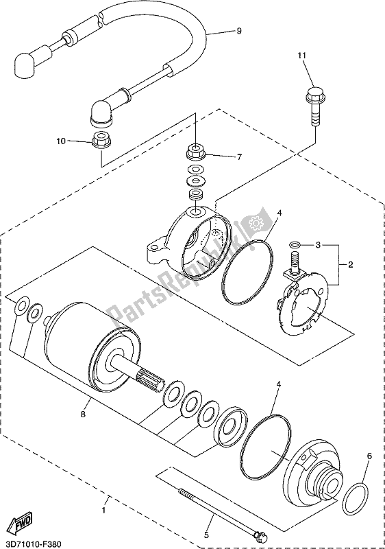 All parts for the Starting Motor of the Yamaha WR 250R 2018