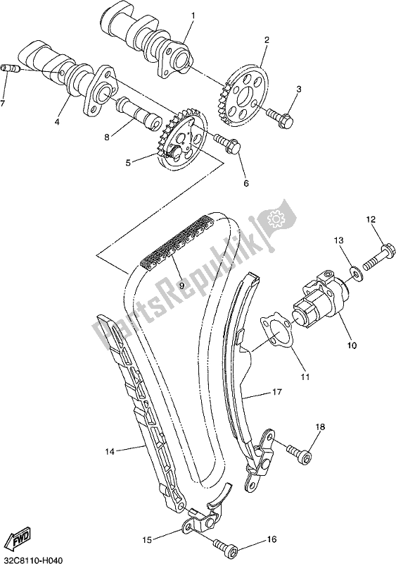 Todas las partes para árbol De Levas Y Cadena de Yamaha WR 250R 2019