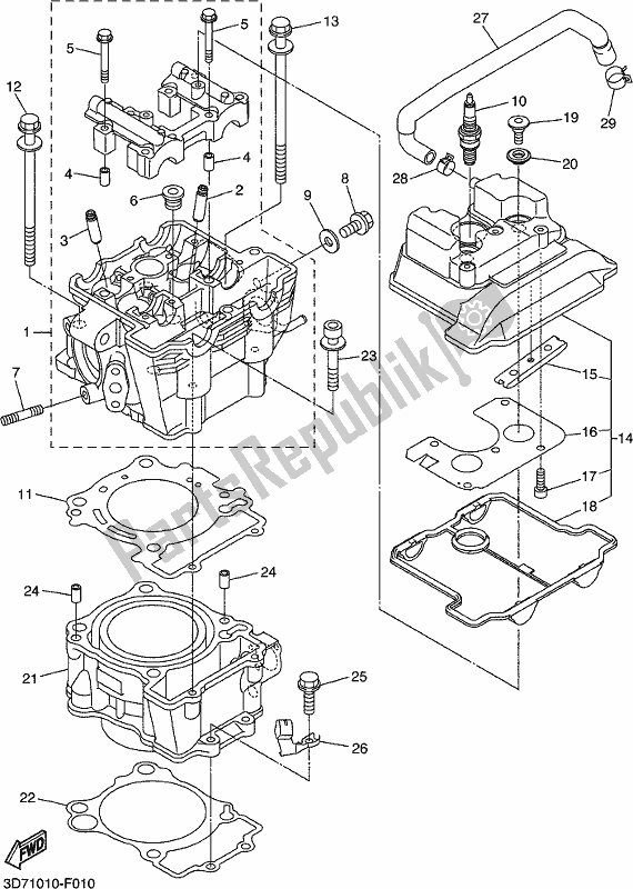 All parts for the Cylinder of the Yamaha WR 250R 2019