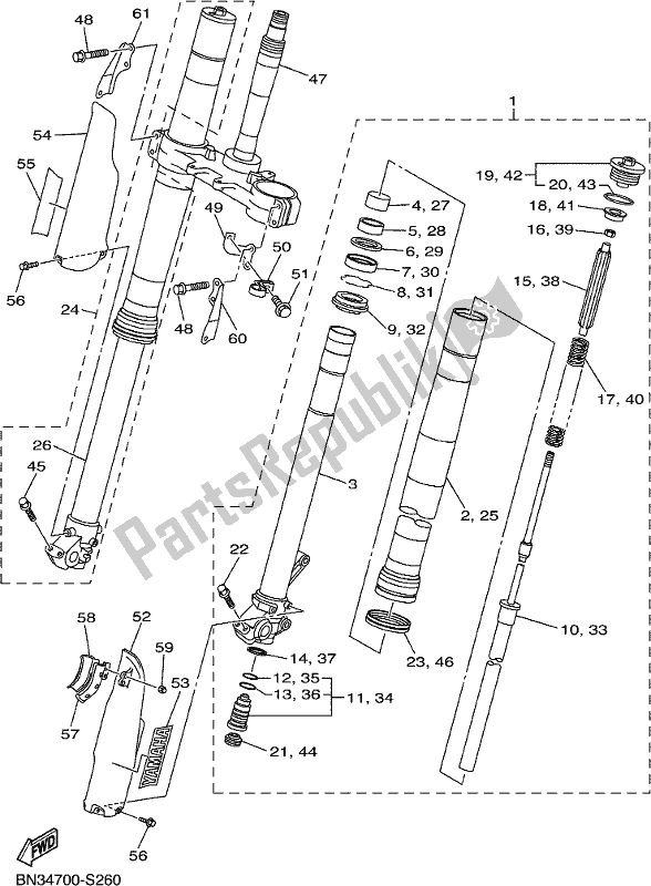 Todas las partes para Tenedor Frontal de Yamaha WR 250R 2019